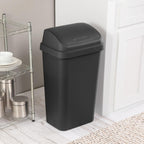 Sterilite 4-Pack Swing Top Wastebasket, Sleek Square Profile Trash Can, 13 Gallon, Black - Modern Garbage Bin For Kitchen, Bathroom, Garage And Workspace, Fits 13 Gal Liners