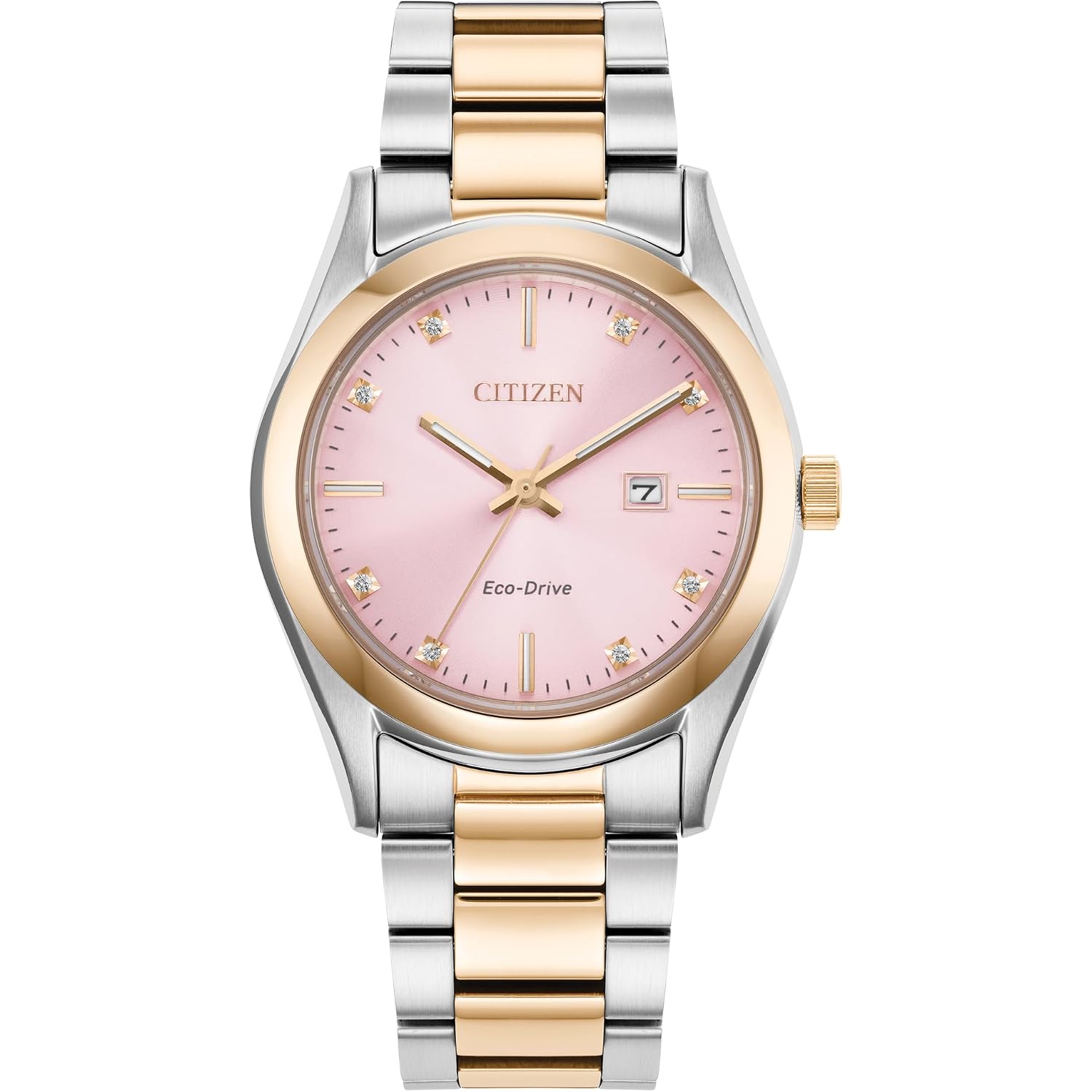 Citizen Eco-Drive Sport Luxury Diamond Pink Dial Two-Tone Watch 33Mm - Ew2706-58X