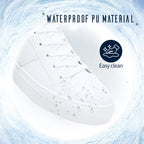 Women'S Fashion Sneakers Pu Leather Casual Shoes White Tennis Low Top Shoes Womens Lace Up Sneakers
