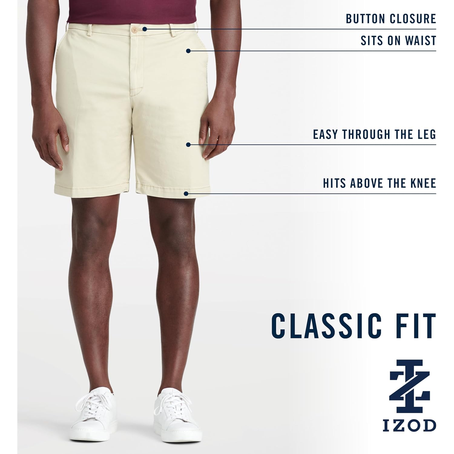 Izod Men'S Saltwater 9.5" Flat Front Chino Short
