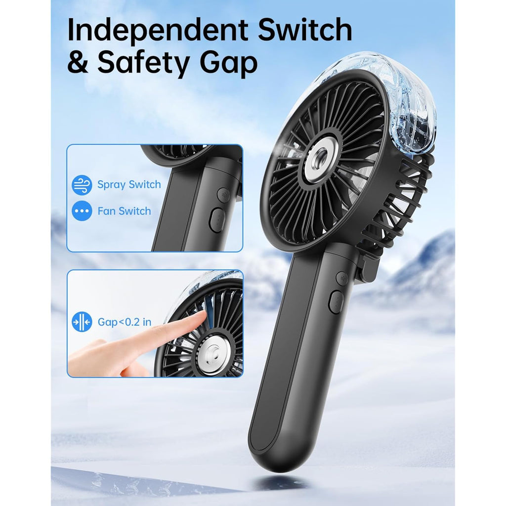 Sweetfull Portable Misting Fan - 180° Foldable Handheld Personal Fan With Mist Spray, 3 Speeds, 30Ml Water Tank, Usb Rechargeable For Travel, Outdoors, Makeup, Camping, Home, And Office Use