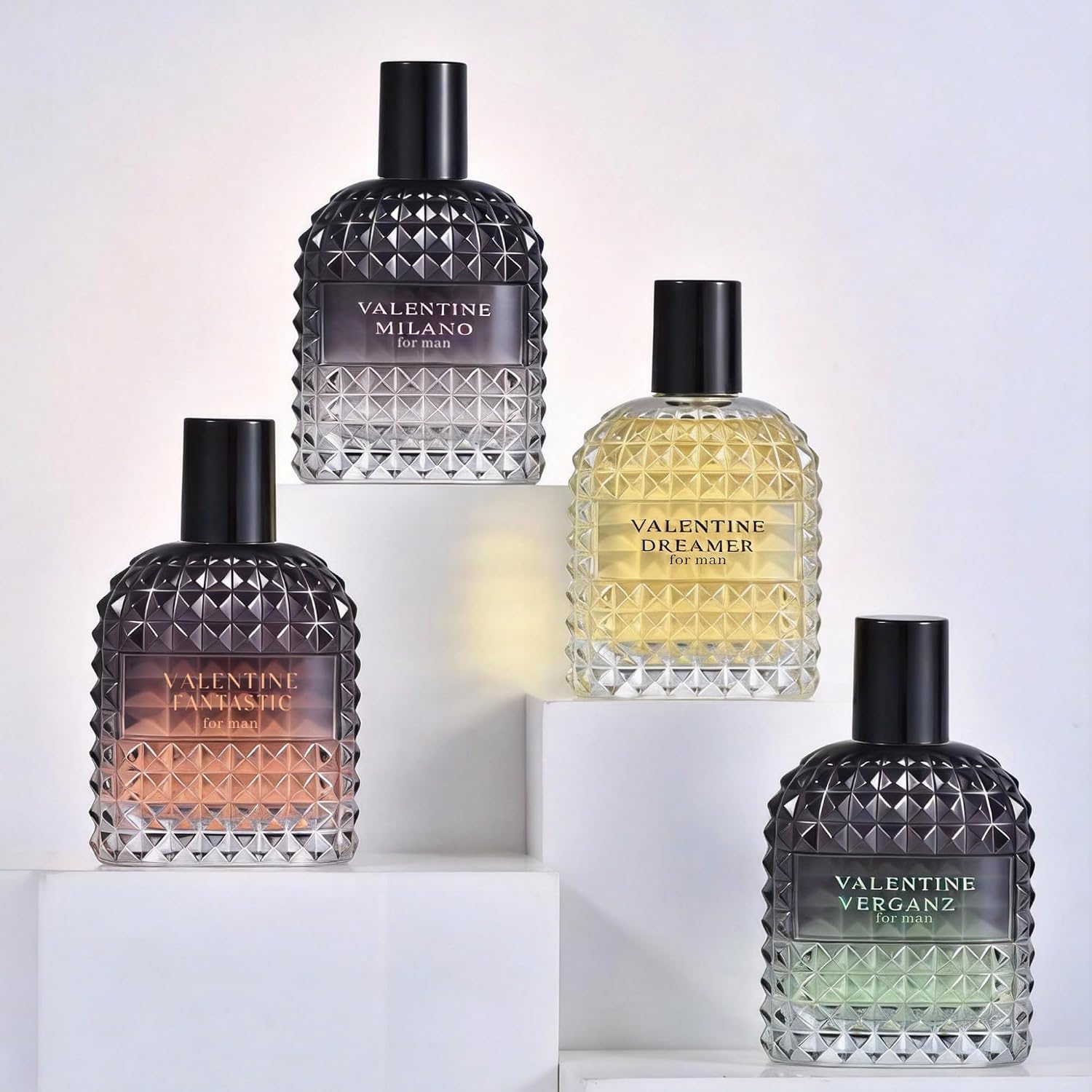 Valentine Cologne 4Pcs/50Ml*4 Eau De Parfum Set For Men Floral&Woody Fragrance Combo Men'S Gift Box
