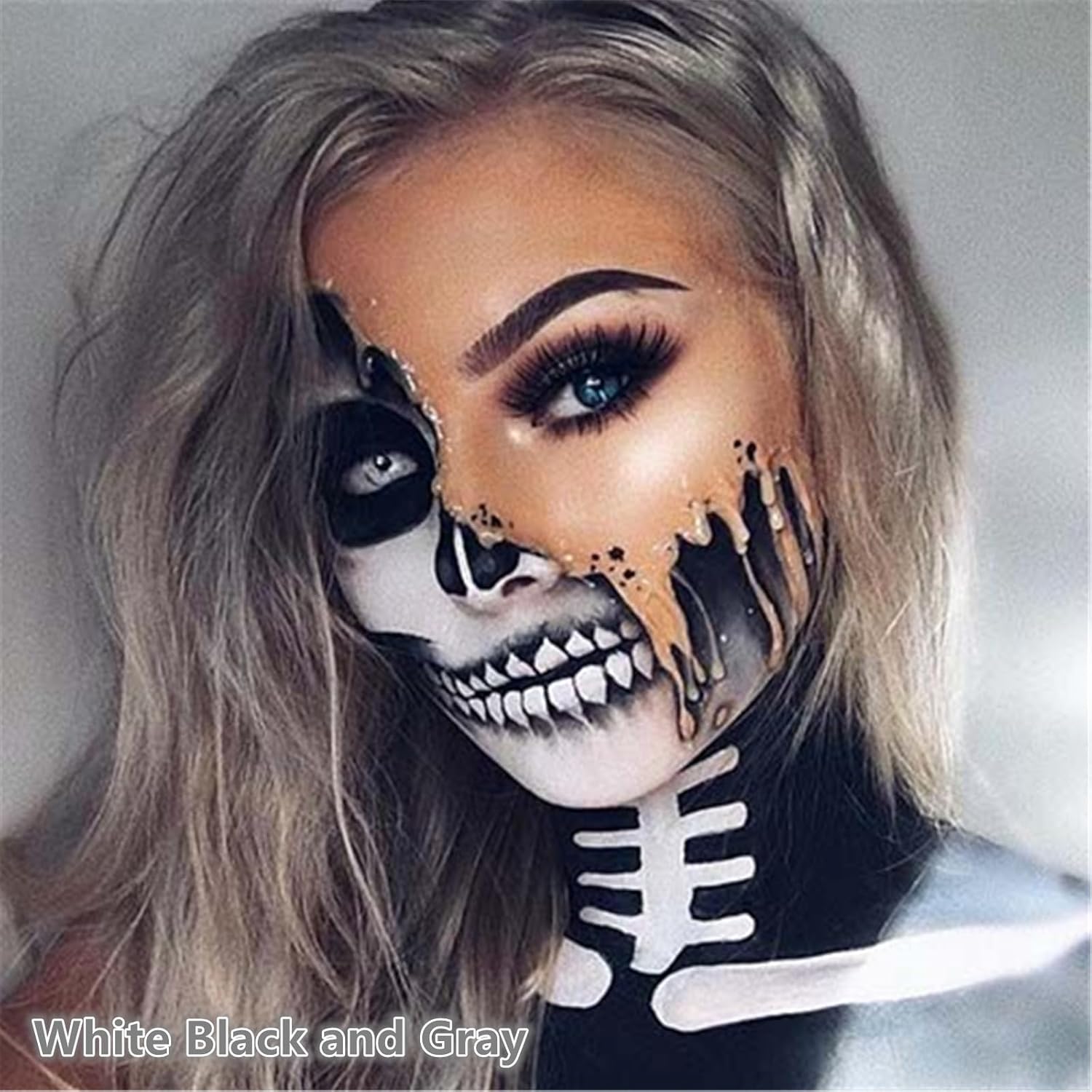Go Ho 6 Colors Grey Face Body Paint,Cream Washable Formula Face Painting for Halloween Cosplay,Body Paint SFX Makeup Palette,Professional Face Paint Gray Vampire Zombie Makeup