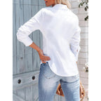 Button Down Shirts for Women Long Sleeve Dress Shirts Wrinkle Free Collared Work Office Solid Blouses Corset Tops