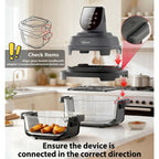 5-in-1 Glass Air Fryer for Healthy Oil-Free Cooking, Portable 1500W Countertop Cooker with 4QT & 6-Cup Glass Bowl, Non-Toxic Design & Dishwasher Safe for Single & Family Meals