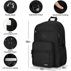 Bikrod Black Backpack For Men And Women, Backpack For School Teens Boys And Girls, Lightweight Casual High School Bookbag, Daily-Use Travel Laptop Backpack Fits 15.6 Inch Notebook