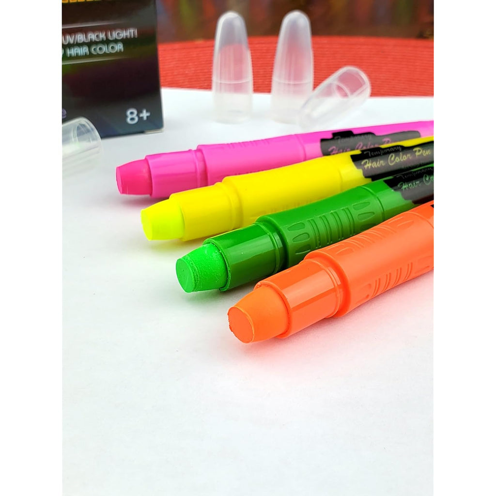 Glow Party Hair Chalk Fluorescent Neon Temporary Hair Color Glows in UV or Black Light