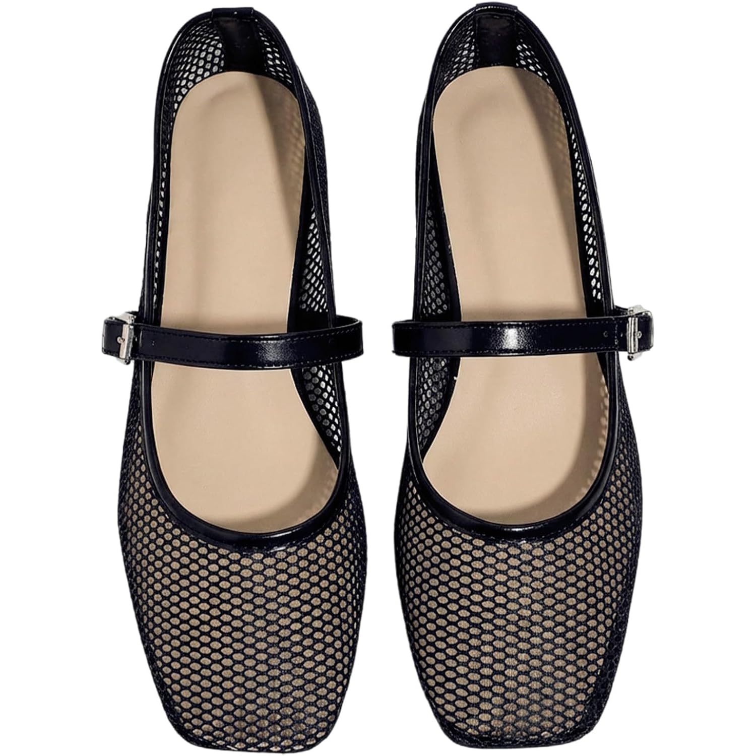 Milumia Leopard Mesh Ballet Flats For Women，Comfortable Dressy Square Closed Toe Maryjane Flat Ballerina Casual Work Shoes