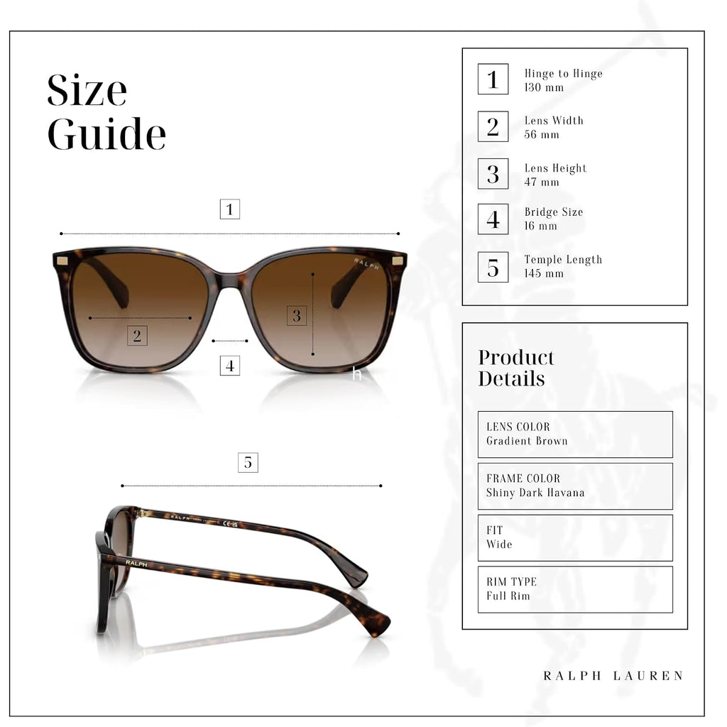Ralph Lauren Vvcv RA5293 Square Sunglasses for Women +BUNDLE with ACCESSORY EYEWEAR KIT Shiny Dark Havana / Gradient Brown