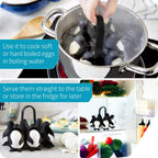 PELEG DESIGN Egguins Egg Cooker for Hard Boiled Eggs and Soft Boiled Eggs – 3-in-1 Boiled Egg Holder for Cooking, Fridge Storage & Serving – Unique Penguin Kitchen Gift, Holds 6 Eggs