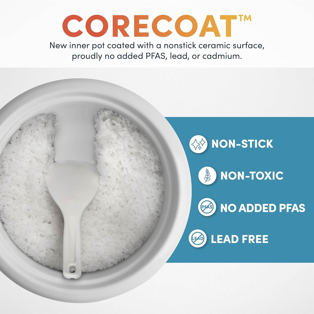 Aroma® Corecoat Rice Cooker With Pop-Up Food Steaming Basket (4 Cups Cooked, 2 Cups Uncooked, 1 Qt)