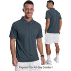 Zity Men'S 3 Pack Polo Shirts Short Sleeve With Pocket Moisture Wicking Casual Work Golf Lightweight Collared T-Shirts