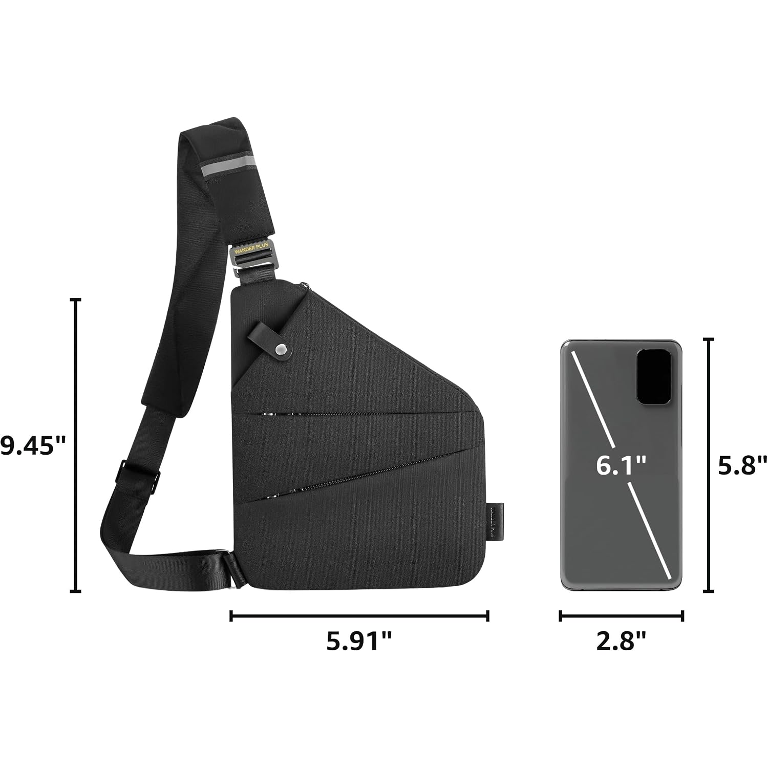 Wander Plus® Left Shoulder Anti Theft Crossbody Travel Bag For Women Men, Multi-Pocket Crossbody Bag, Slim Sling Bag