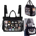Large Ita Backpack Shoulder Tote Bag Crossbody Handbags Kawaii Black Ita Purse With Clear Pvc Insert For Pin Display Kpop Fan Anime (Pins Not Included)