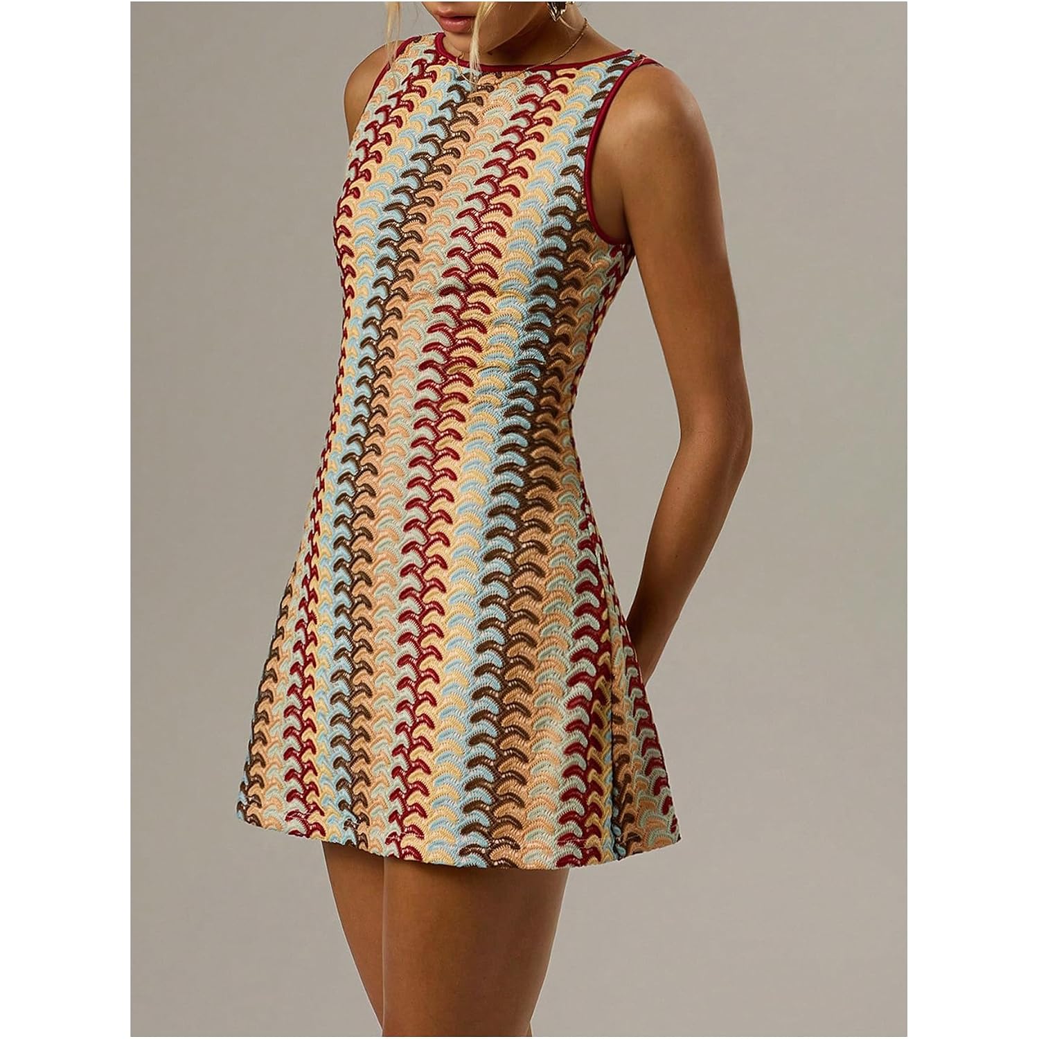 Gorglitter Women'S Crochet Vacation Summer Mini Dress Sundresses Boho Beach Hawaiian Party Club Graduation Sun Dress