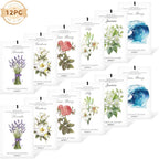 Myaro 12 Pack Assorted Floral Scented Sachets - Lavender, Rose, Jasmine, Ocean, Gardenia & Lily | Drawer, Closet & Car Air Freshener Bags | Multi-Scent Home Fragrance Gift Set