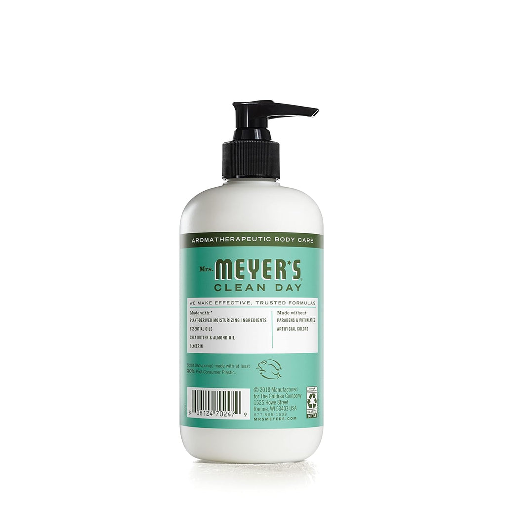 MRS. MEYER'S CLEAN DAY Hand Lotion for Dry Hands, Non-Greasy Moisturizer Made with Essential Oils, Basil, 12 oz
