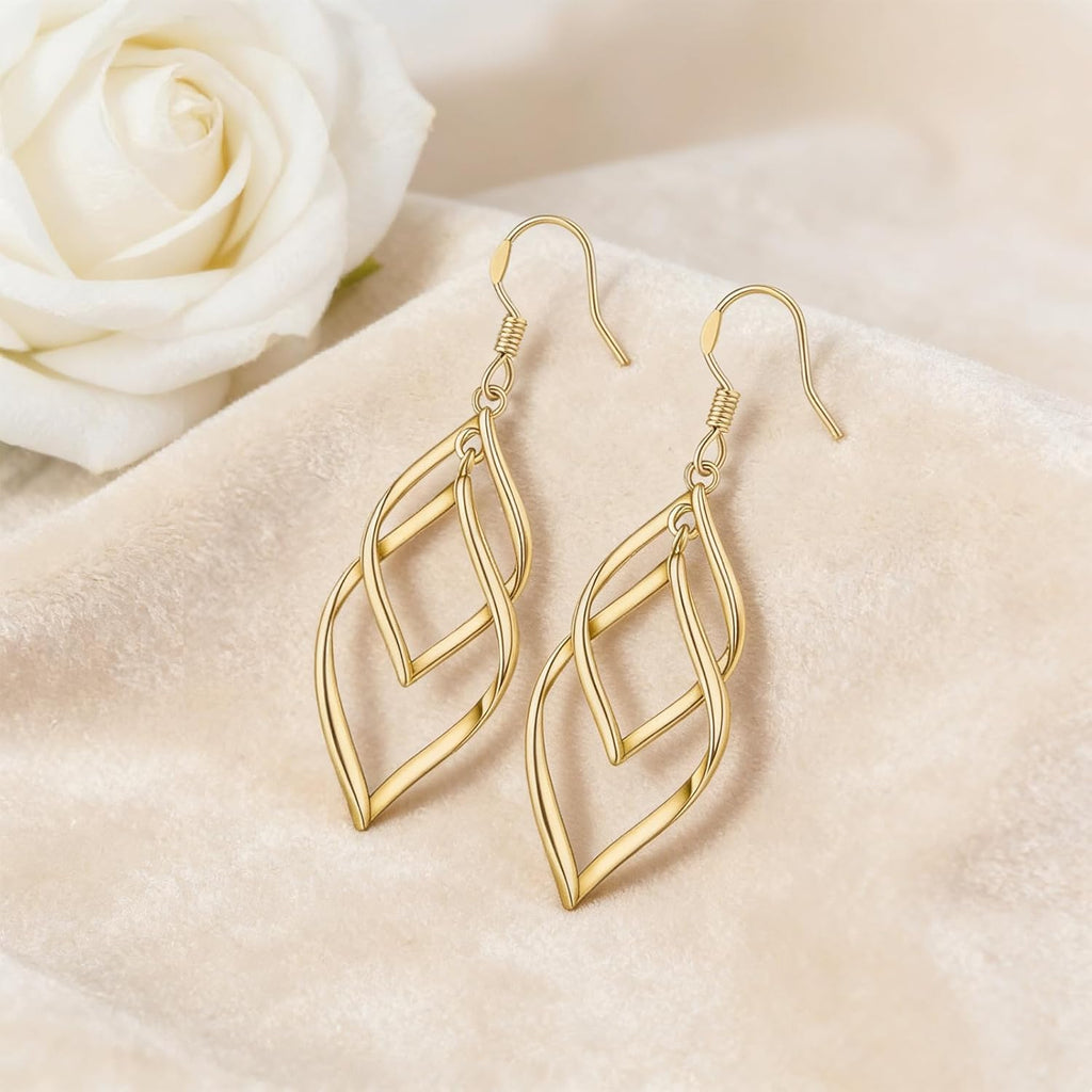 Gold Plated Earrings for Women Hypoallergenic Gold Earrings Statement Earrings for Girl Trendy Fashion Gold Jewelry Gifts Above 12 Years Old