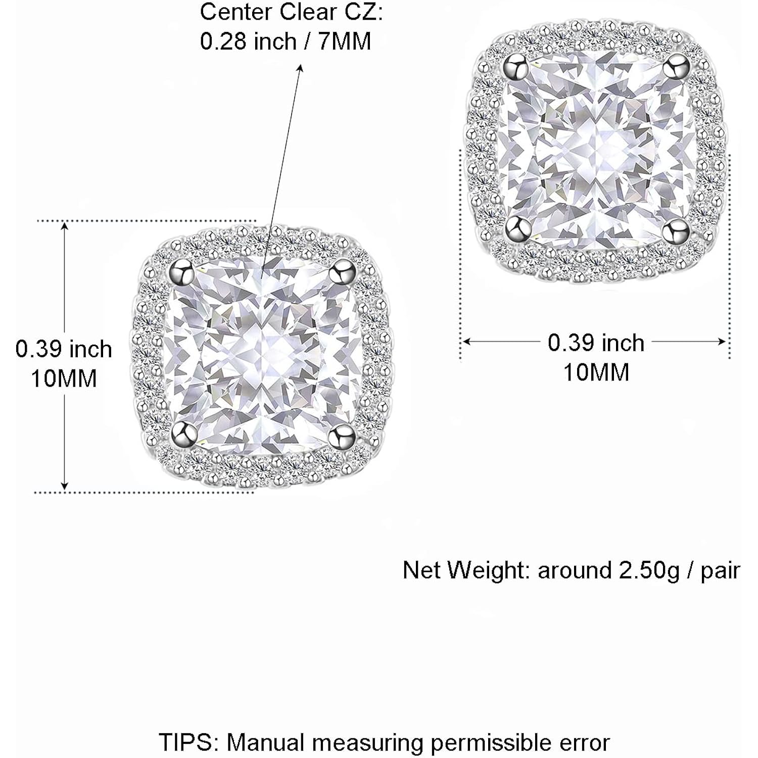 YOMELA Cubic Zirconia Earrings Studs, Halo CZ Birthstone Simulated Diamond Stud Earrings for Women
