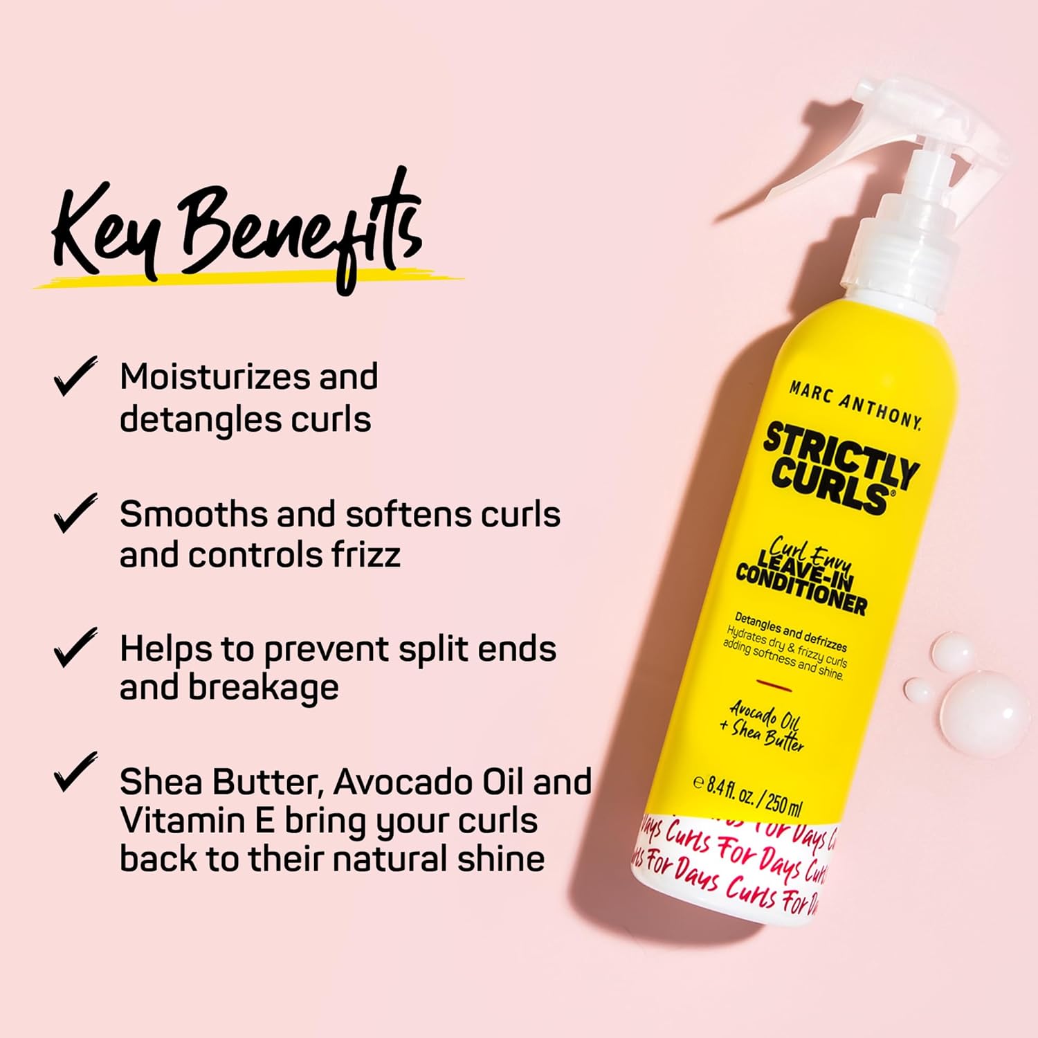 Marc Anthony Leave-In Hair Conditioner for Curly Hair, Strictly Curls - Curl Defining & Deep Conditioning Detangler Moisturizer Hydrates Dry & Frizzy Curls - Hair Styling Product Reduces Frizz
