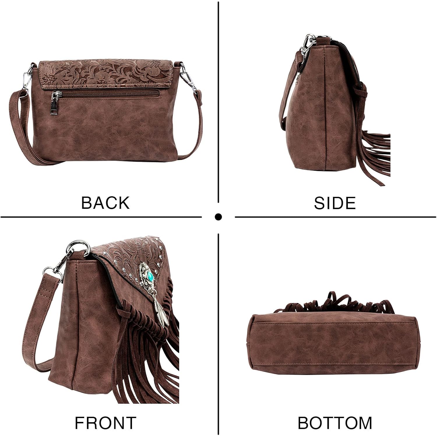 Small Crossbody Bags For Women Crossbody Handbag Fringe Purse Tassel Shoulder Bag Turquoise Concho Wallet