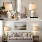 21'' Set Of 2 Rustic Ceramic Small Table Lamps For Living Room Bedroom, Farmhouse Vintage Nightstand Lamps For Office Entryway End Table, 2 Bulbs Included
