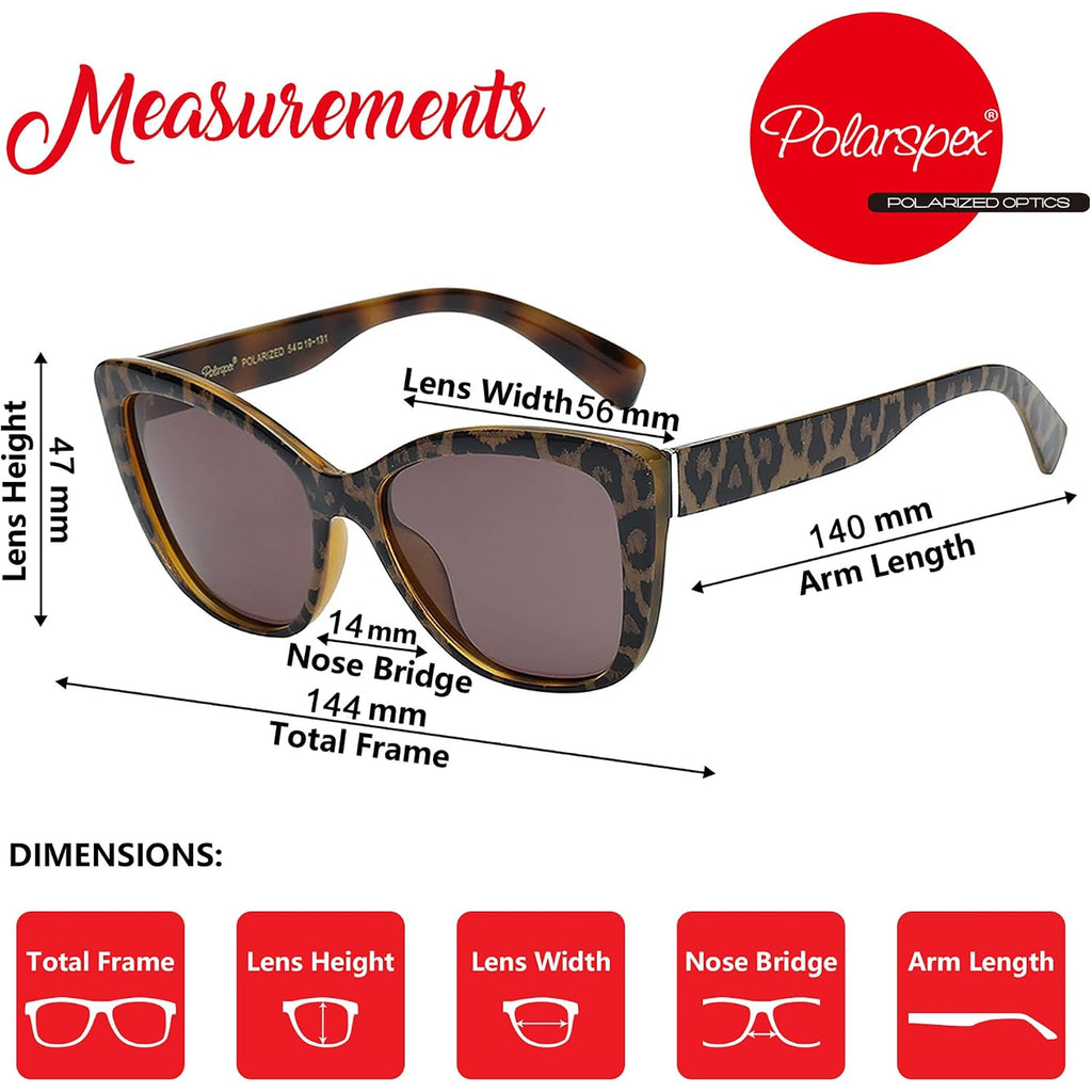 Polarspex Polarized Cat Eye Sunglasses For Women – Oversized Uv400 Celebrity Fashion Sun Glasses For Beach Or Driving