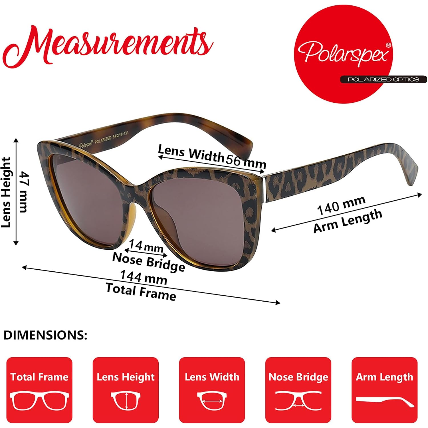 Polarspex Polarized Cat Eye Sunglasses For Women – Oversized Uv400 Celebrity Fashion Sun Glasses For Beach Or Driving
