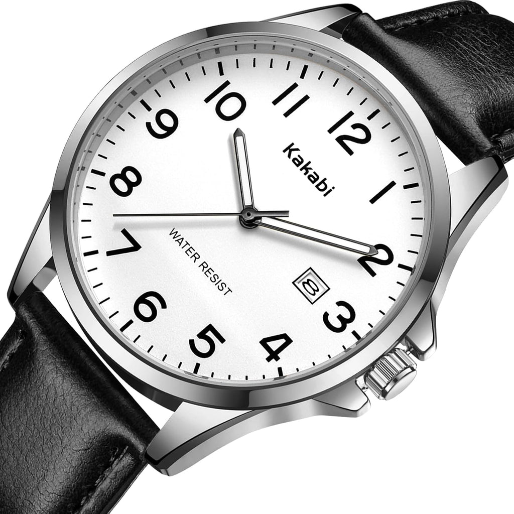 Watch For Men, Fashion Minimalist Wrist Watch Waterproof Quartz Analog Date With Leather Strap