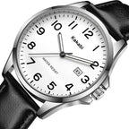 Watch For Men, Fashion Minimalist Wrist Watch Waterproof Quartz Analog Date With Leather Strap