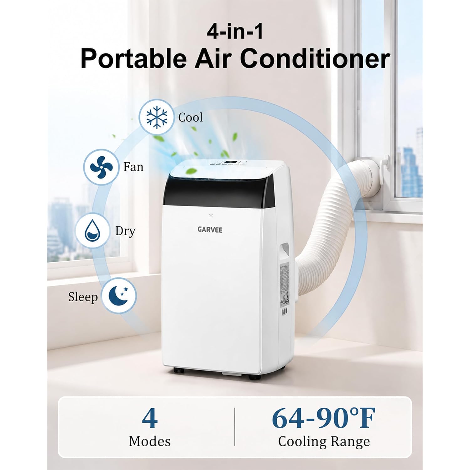 14,000 Btu Portable Air Conditioners, Cools Large Room Up To 700 Sq.Ft, 3-In-1 Ac Unit With Dehumidifier & Fan, Remote Control, Quiet Sleep Mode, Energy Efficient For Home Office Garage