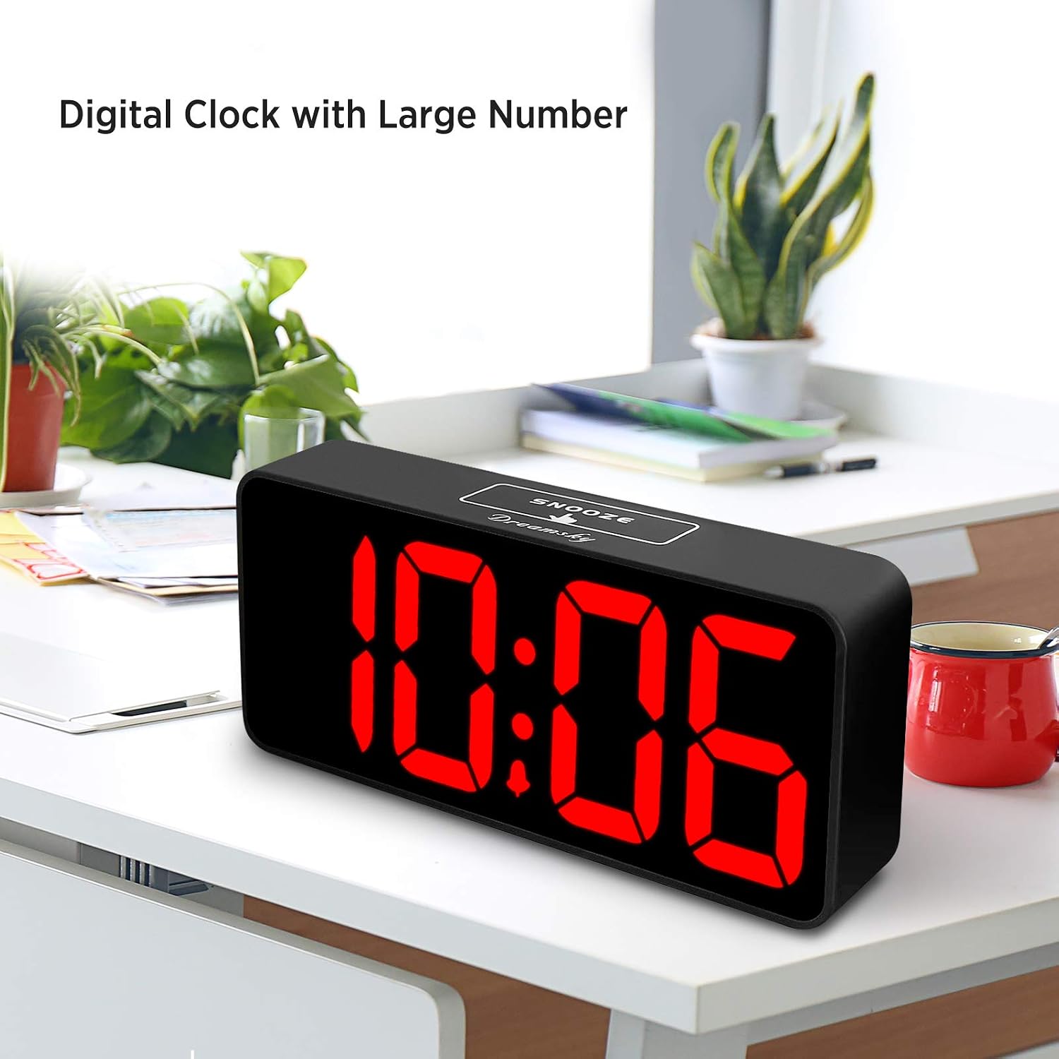 Dreamsky Large Digital Alarm Clock Big Numbers For Seniors & Visually Impaired, 9 Inches Electric Clocks For Bedroom, Jumbo Display Fully Dimmable Brightness, Usb Ports, Adjustable Alarm Volume