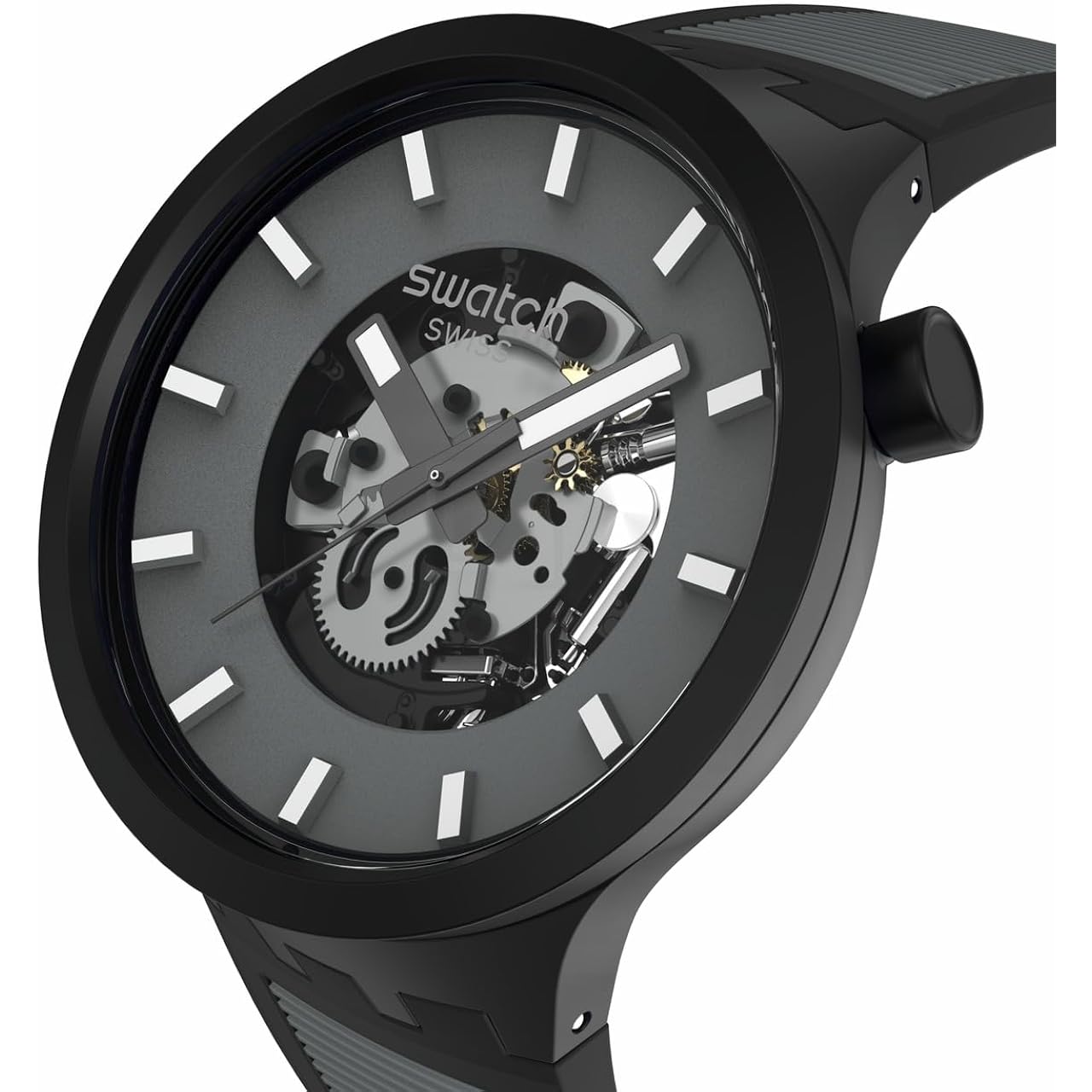 Swatch Big Bold Biosourced Lacquered Unisex Watch Casual Polymer Black Automatic Waterproof Past The Horizon