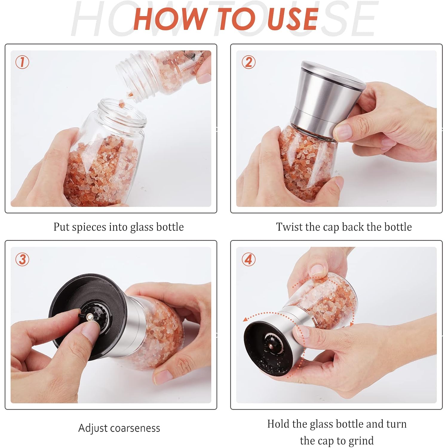 Ebaco Original Stainless Steel Salt Or Pepper Grinder - Top Spice Mill With Ceramic Blades, Brushed Stainless Steel And Adjustable Coarseness By Pepper Grinder （Single Package）