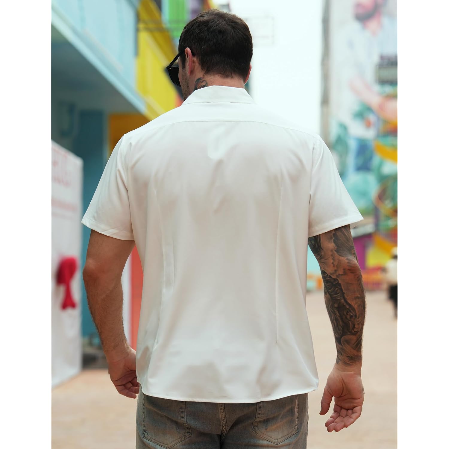 Coofandy Mens Cuban Guayabera Shirt Short Sleeve Button Down Shirts Summer Beach Vacation Shirts