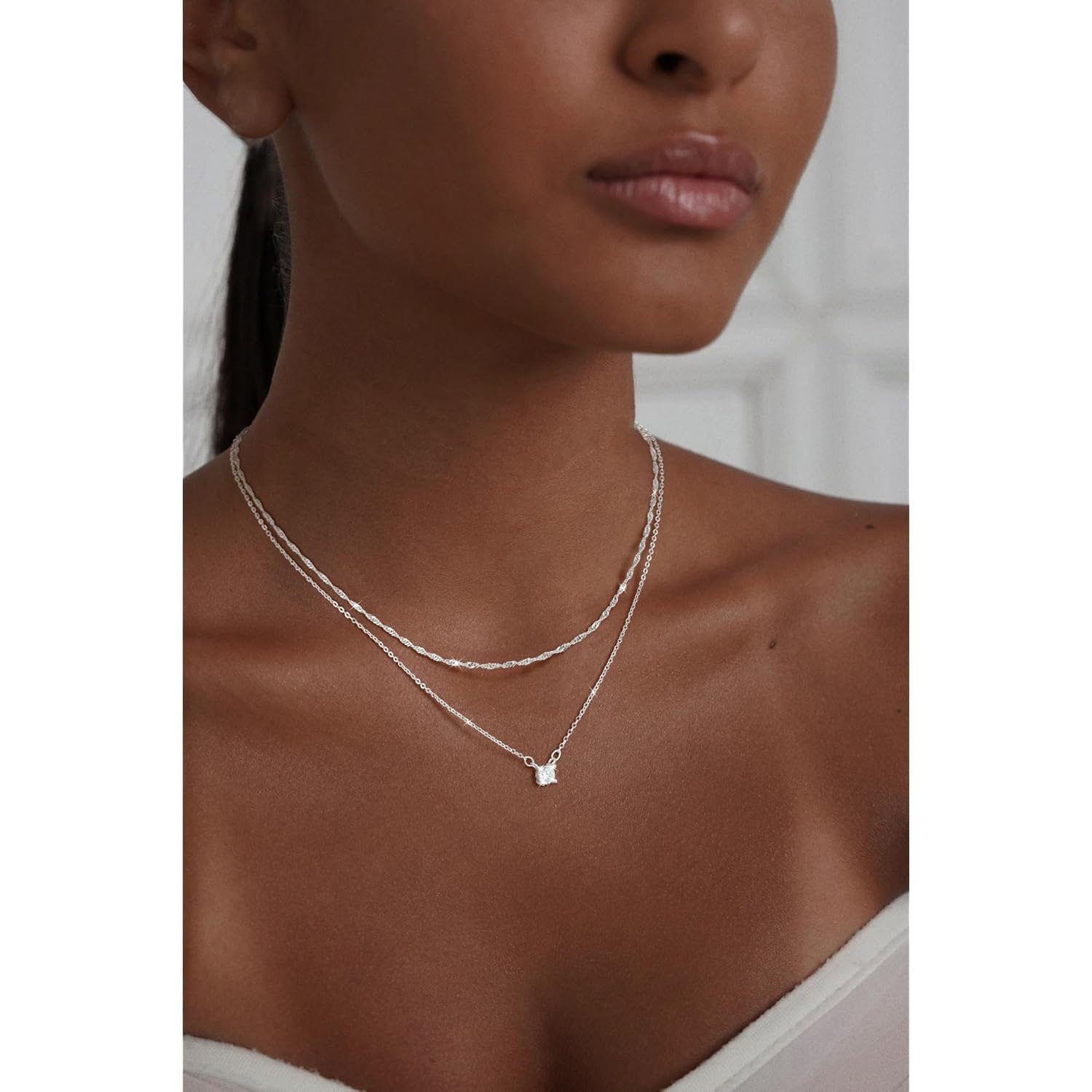 Pancert Gold Necklace for Women 14K Gold/Silver Plated Choker Diamond Necklace Set for Women Simple Dainty CZ Gold Chain Trendy Jewelry Accessories