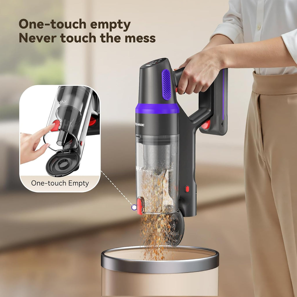 Techrise Cordless Vacuum Cleaner For Home, 550W 45Kpa For Pet Hair & Floors