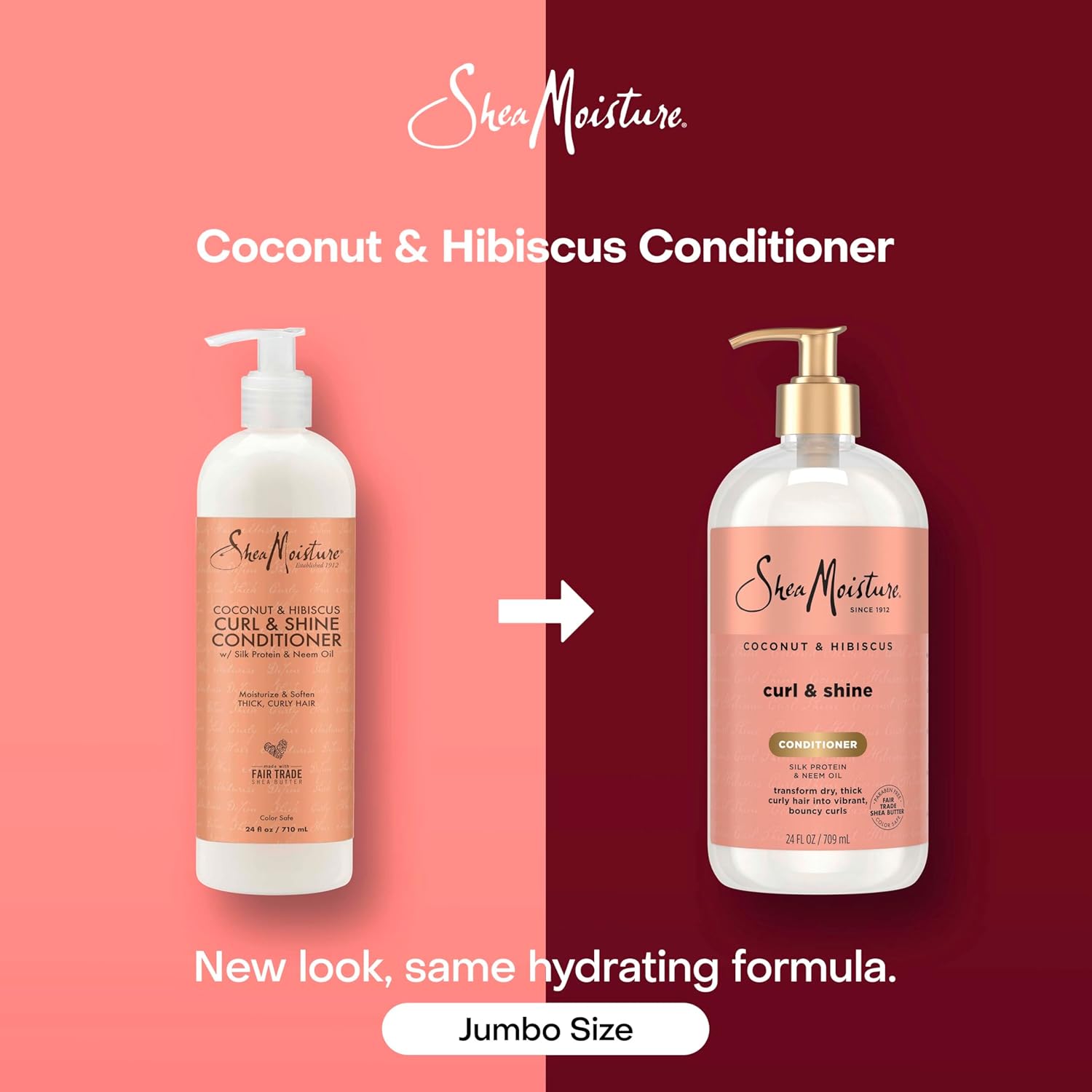 Shea Moisture Curl & Shine Conditioner Coconut & Hibiscus, for Thick, Curly Hair, to Moisturize & Soften, 24 Fl oz
