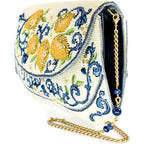 Mary Frances Capri Lemons Beaded Crossbody Handbag – Lemon Fruit Embroidered Evening Clutch Purse With Removable Chain Strap, Multicolor