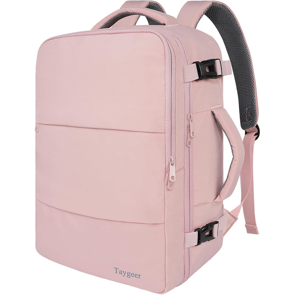 Taygeer Travel Backpack For Women, Tsa Carry On Backpack Flight Approved | 15.6Inch Laptop Mochila With Water Bottle Pocket & Shoe Pouch, Nurse Bag Casual Daypack For Weekender Business Hiking, Pink