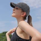 HH HOFNEN Ponytail Hats Womens Washed Distressed Baseball Cap High Ponycaps Cotton Dad Hat with Ponytail Hole #1 Black