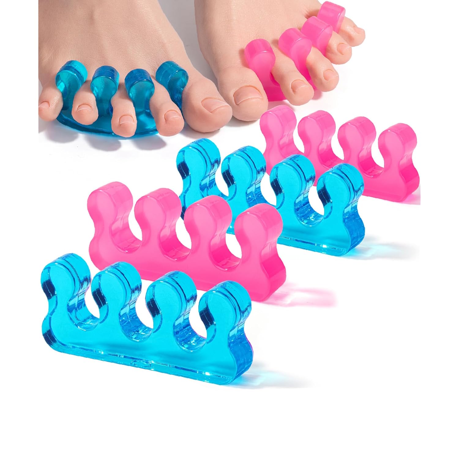 Dr. JK- Toe Separators for Pedicure, 2 Pairs, Blue & Pink, Toe Separators for Women Pedicure, Mothers Day Gift