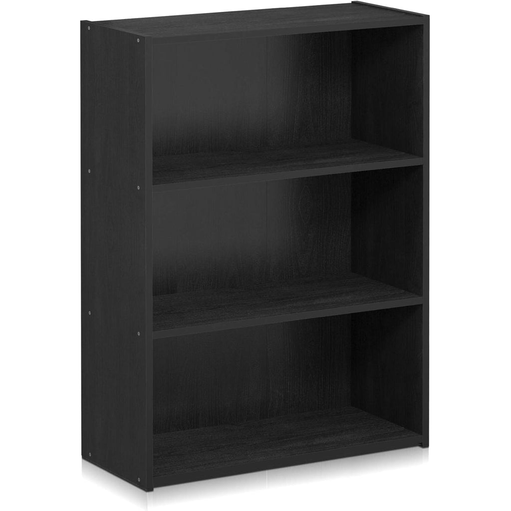 Furinno PASIR Book Shelf, 3-Tier Bookshelf, Storage Shelves Bookcase, 9.7 x 23.7 x 31.5, for Living Room, Bedroom, Home Office, Americano
