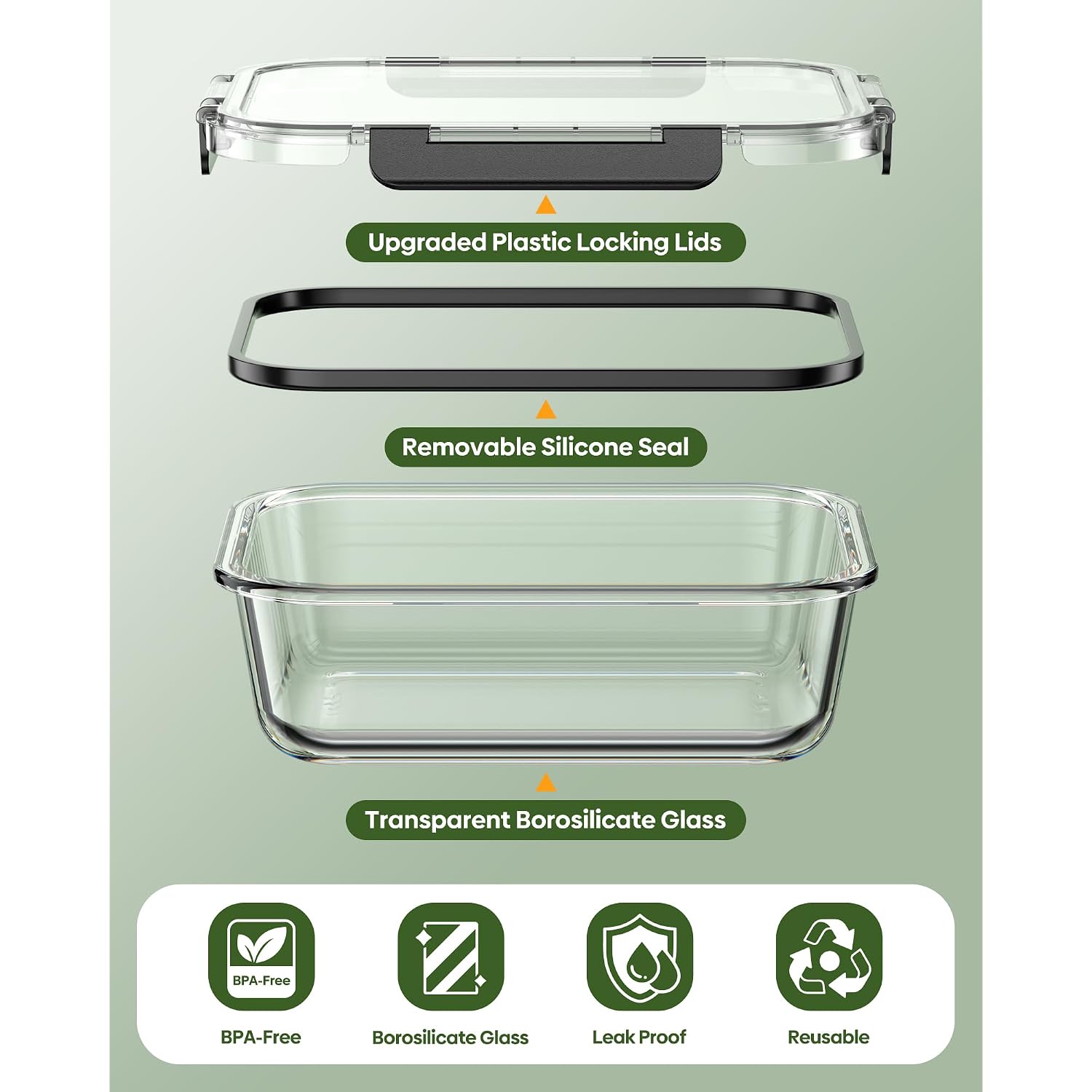 40 Pcs Glass Food Storage Containers With Lids(20 Container & 20 Lid), Borosilicate Glass Meal Prep Containers For Kitchen Storage And Organization, Bpa-Free, Leak Proof, Reusable