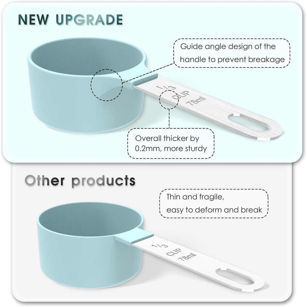 Measuring Cups & Spoons Set, Stackable Cups And Spoons | Nesting Measure Cups With Stainless Steel Handle, Kitchen Gadgets For Cooking & Baking (Black)