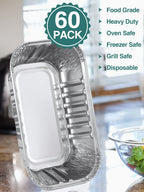 60 Pack 6X3.5X2 Disposable Aluminum Loaf Pans With Lids Small-Aluminum-Foil-Pans-Tin-Foil-Baking-Pans-Tin-Trays-Food-Containers-For-Baking-Cakes-Bread-Meat-Loaves