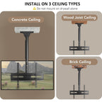 Ceiling Tv Mount Adjustable Bracket For 26-65 Inch Lcd Led Oled 4K Tvs, Pole Ceiling Mount Holds Up To 110Lbs,Hanging Tv Mount Max Vesa 400X400Mm (Ax11Tb01), Black