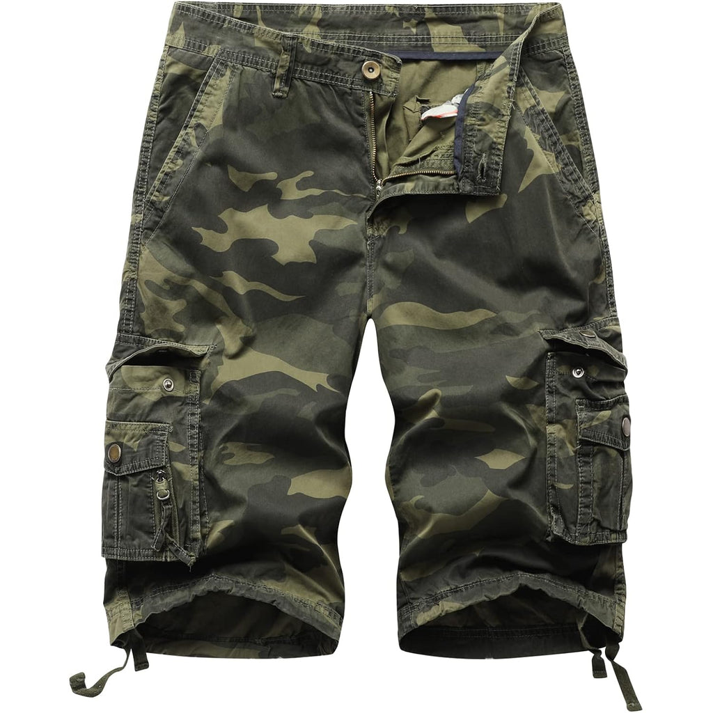 Mens Cargo Shorts Multi Pockets Twill Cotton Relaxed Fit Outdoor Camo Cargo Short For Men