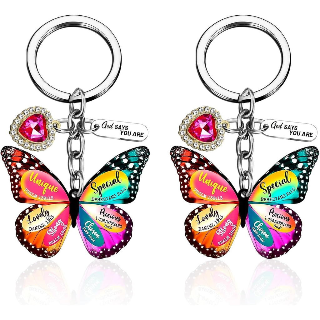 Butterfly Keychain for Women,Christian KeyChain,Bible Verse Religious Inspirational Gift,Pendant Keyring for Bags