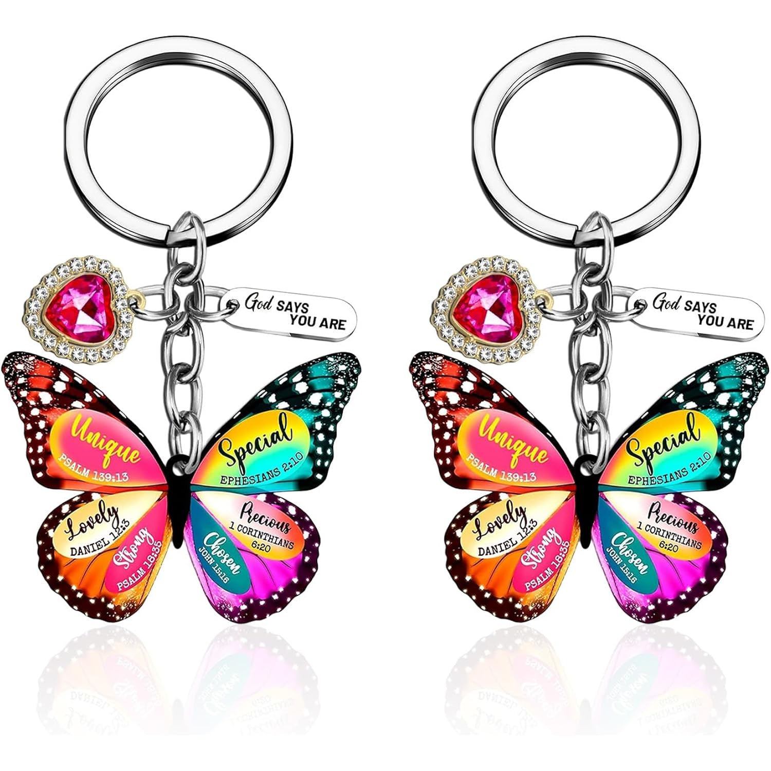 Butterfly Keychain for Women,Christian KeyChain,Bible Verse Religious Inspirational Gift,Pendant Keyring for Bags